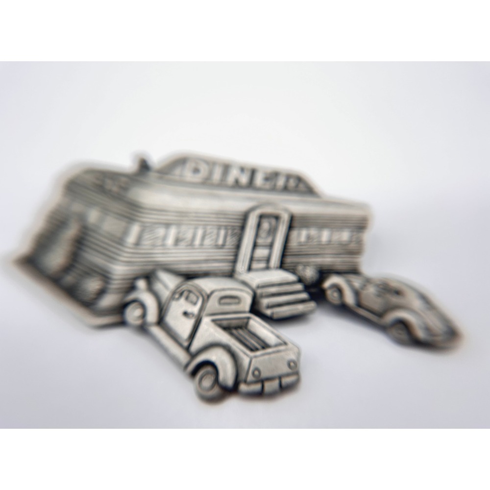 JJ Brooch Unisex OS Silver Good Vintage Pewter 50s Diner Truck Car Pin